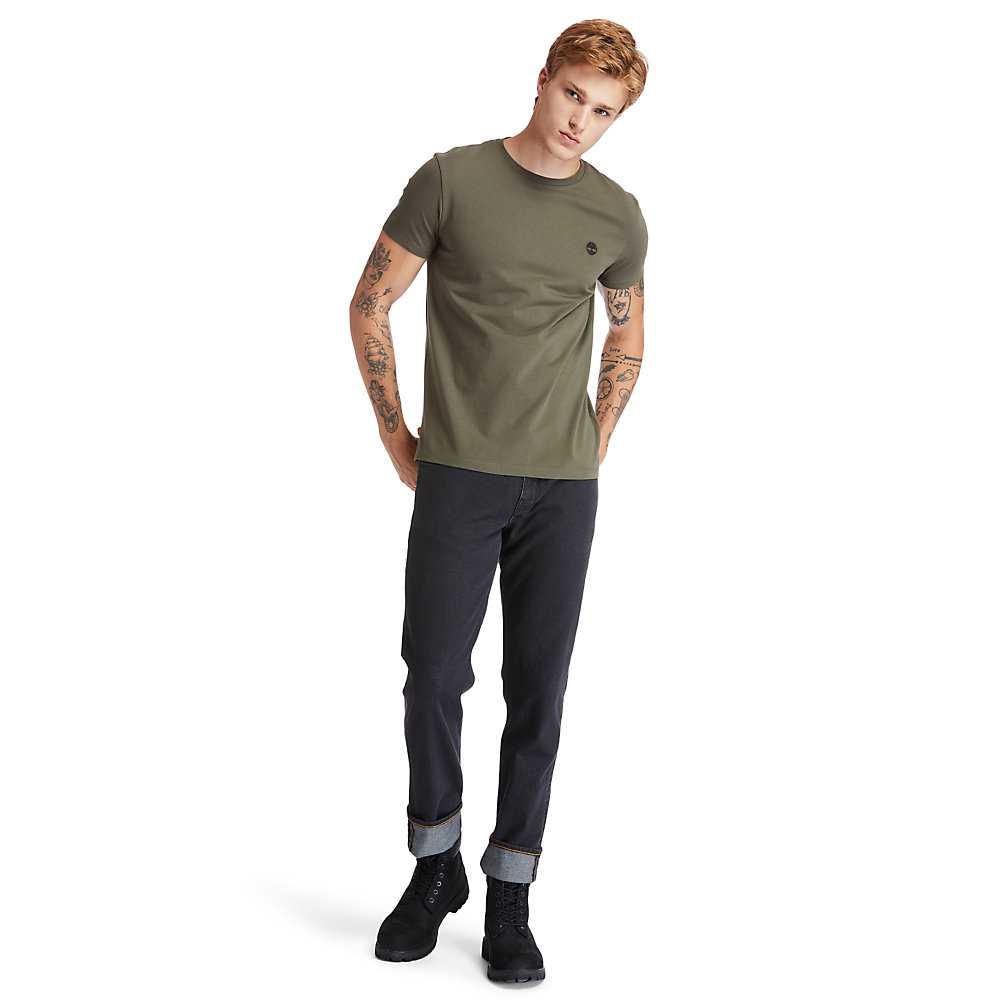 Dark Green Men's Timberland Dunstan River T Shirts | Israel-0658479