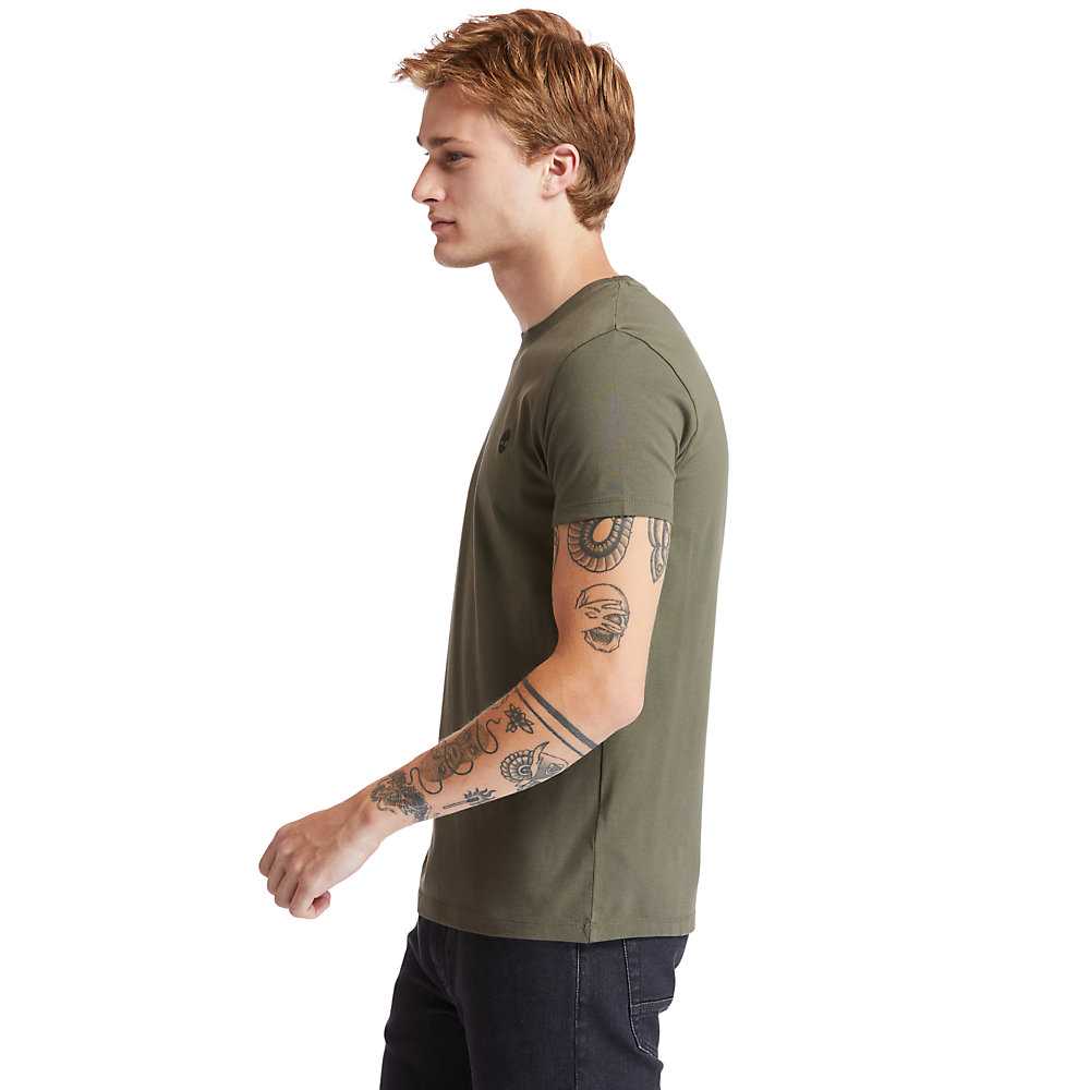 Dark Green Men's Timberland Dunstan River T Shirts | Israel-0658479