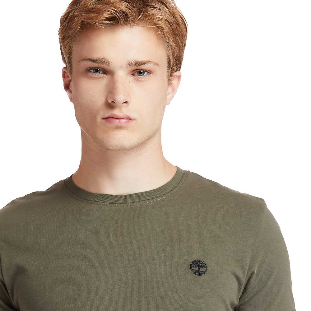 Dark Green Men's Timberland Dunstan River T Shirts | Israel-0658479