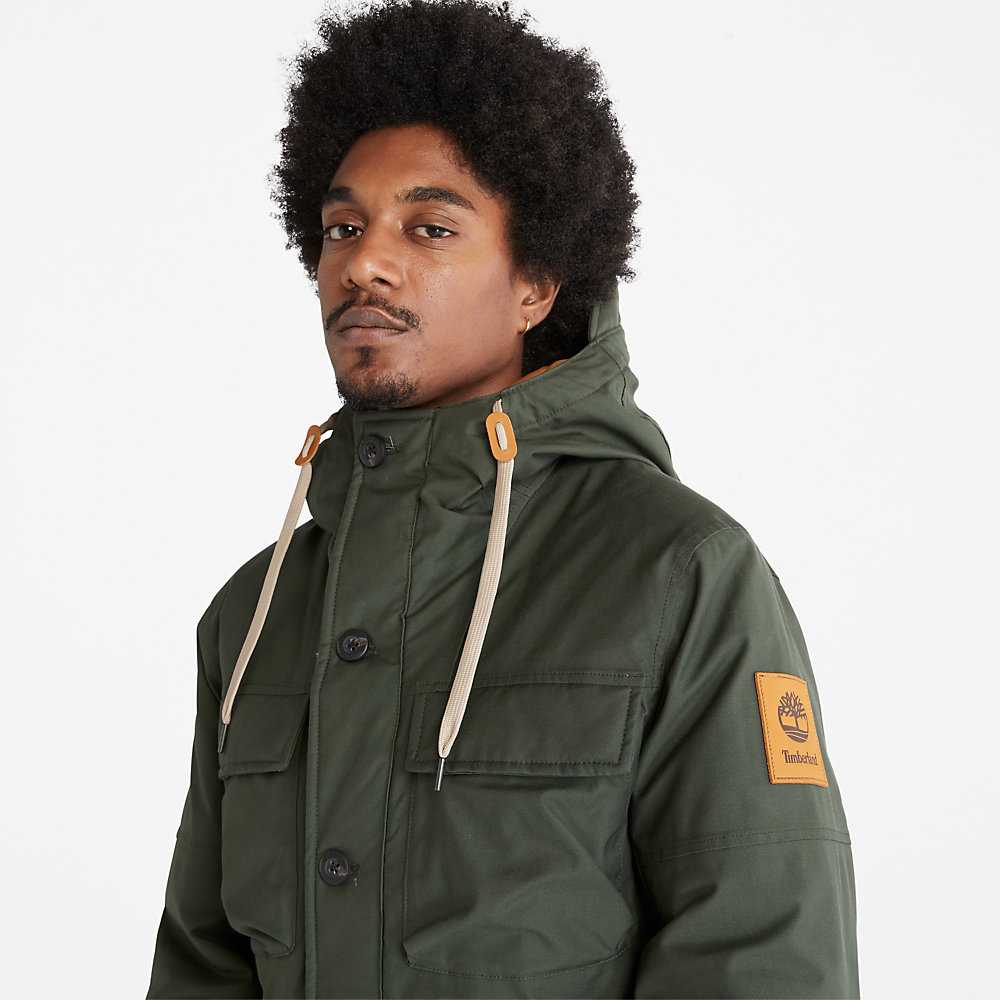 Dark Green Men's Timberland Expedition Parka Jackets | Israel-5348267