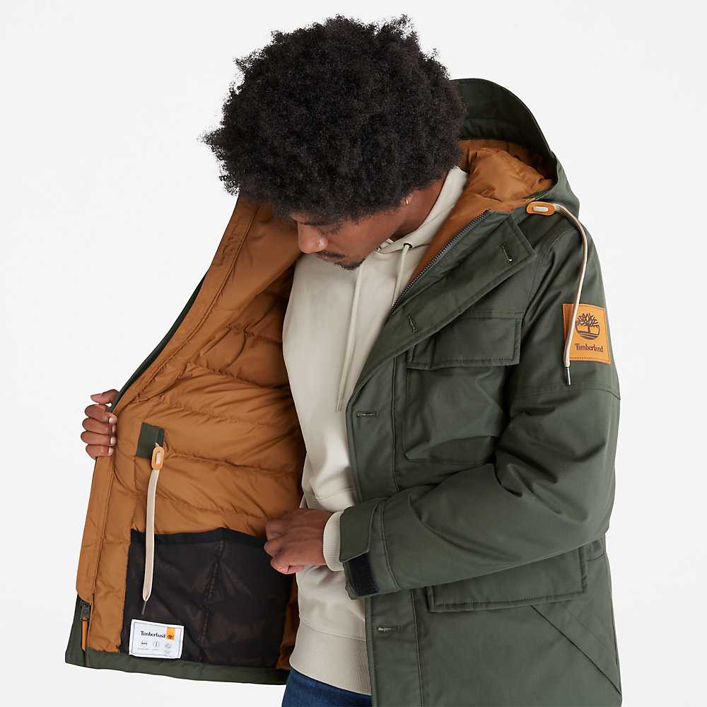 Dark Green Men's Timberland Expedition Parka Jackets | Israel-5348267