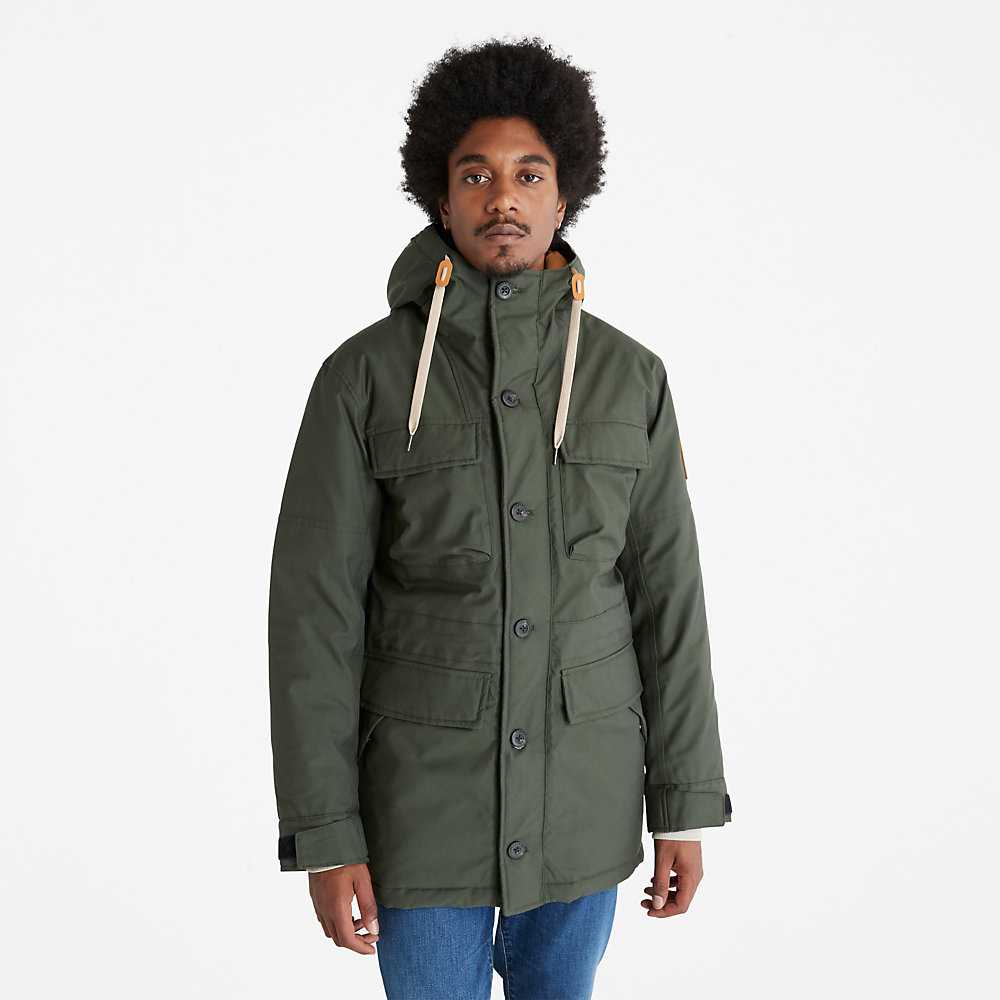 Dark Green Men\'s Timberland Expedition Parka Jackets | Israel-5348267