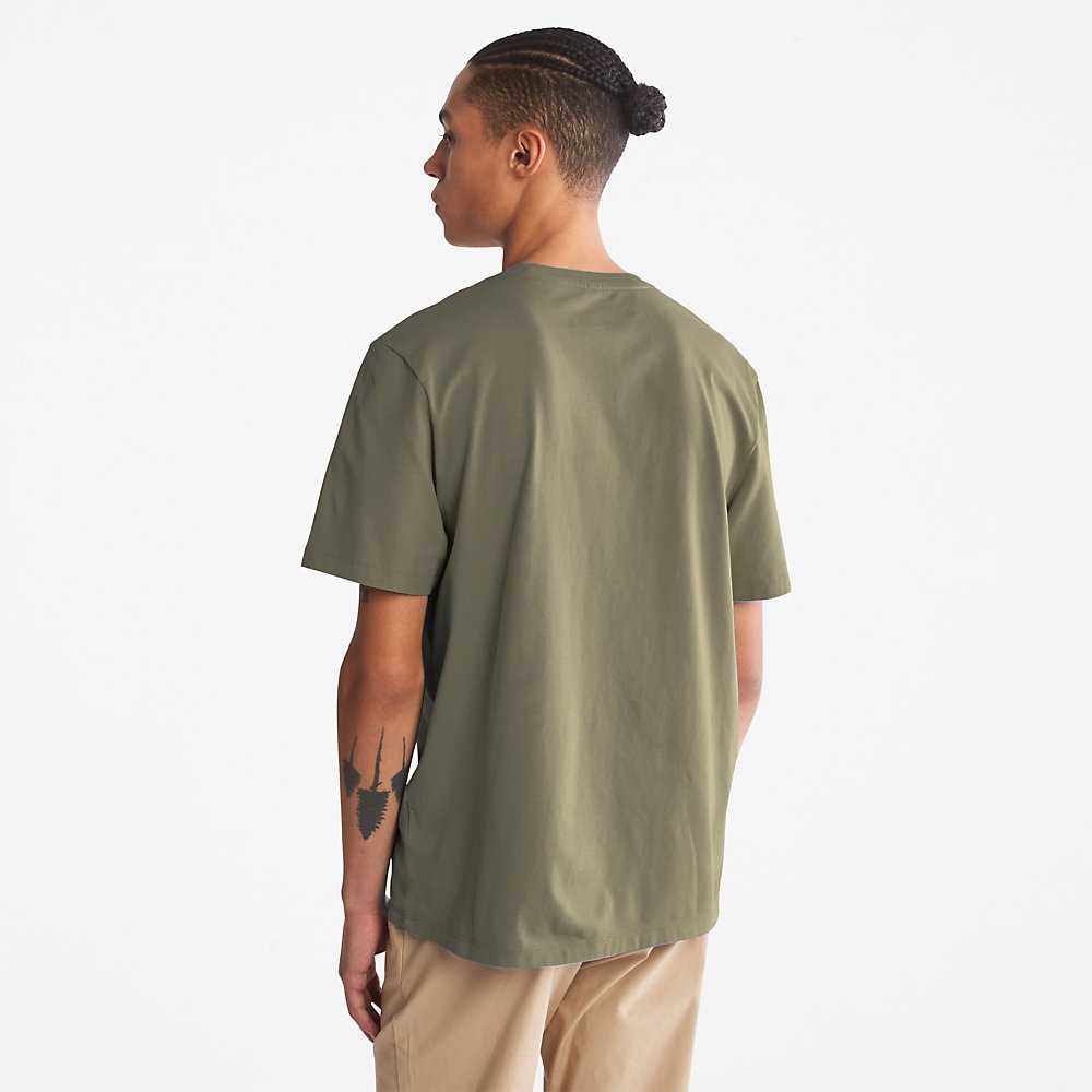 Dark Green Men's Timberland Kennebec River T Shirts | Israel-0394725