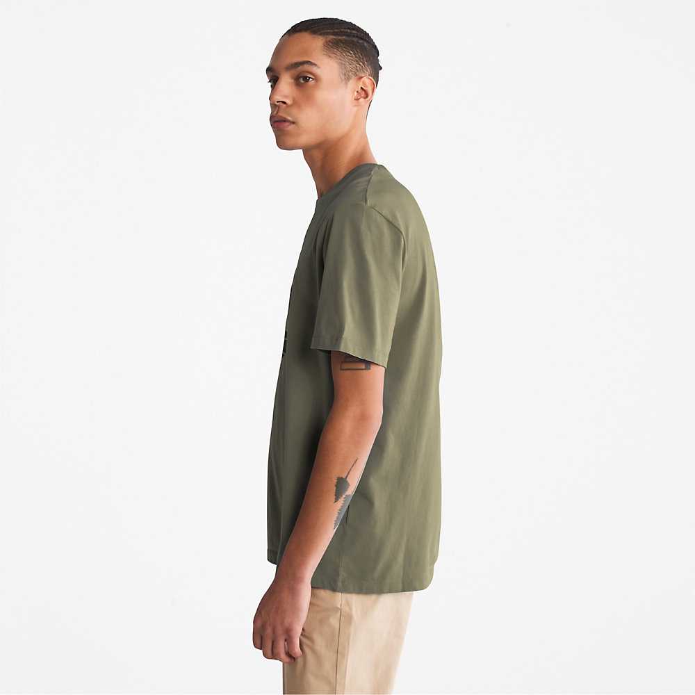 Dark Green Men's Timberland Kennebec River T Shirts | Israel-0394725