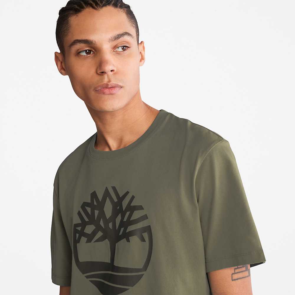 Dark Green Men's Timberland Kennebec River T Shirts | Israel-0394725