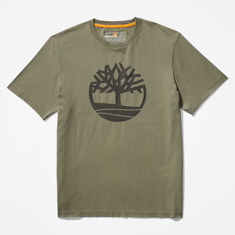 Dark Green Men's Timberland Kennebec River T Shirts | Israel-0394725