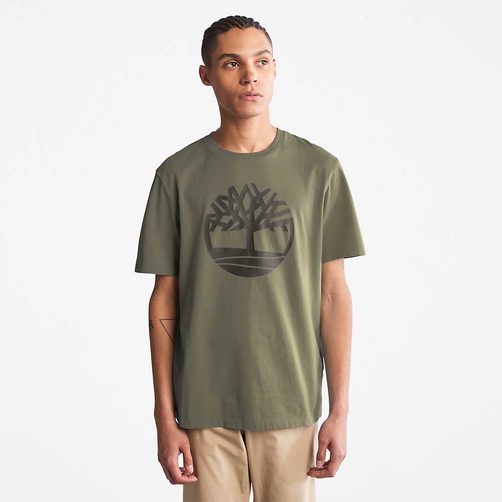 Dark Green Men\'s Timberland Kennebec River T Shirts | Israel-0394725