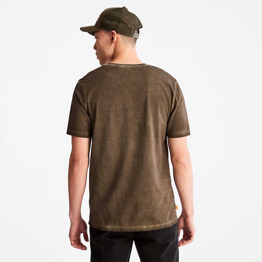 Dark Green Men's Timberland Lamprey River T Shirts | Israel-1694302