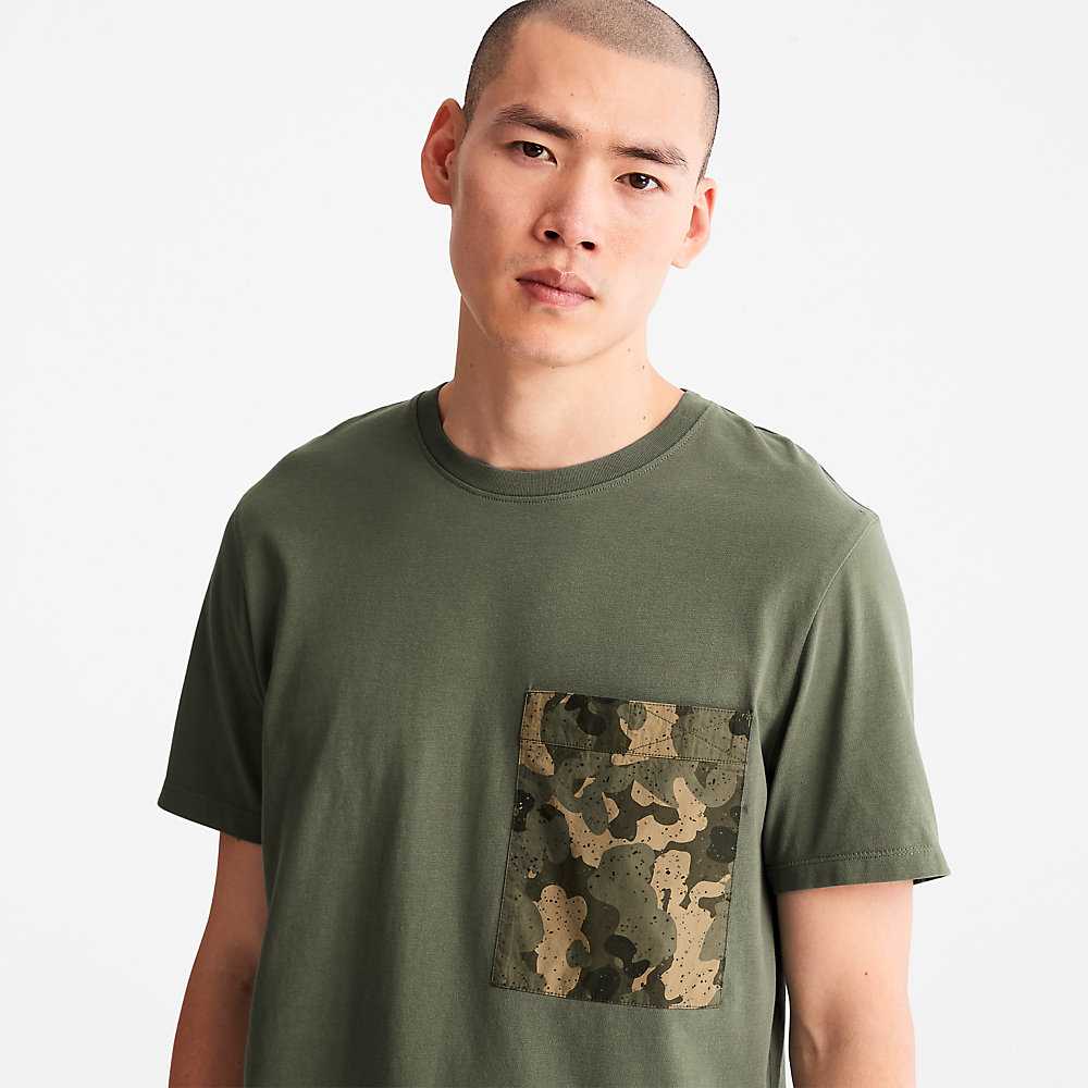 Dark Green Men's Timberland Outdoor Heritage T Shirts | Israel-8172506