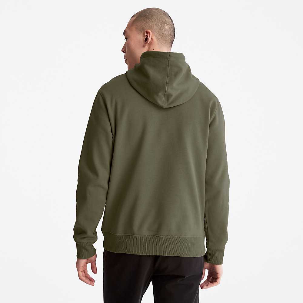 Dark Green Men's Timberland ree-Logo Hoodie | Israel-6874315