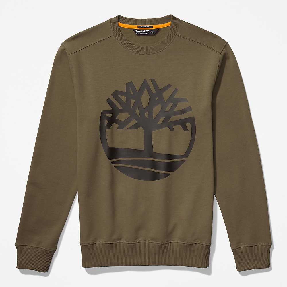 Dark Green Men's Timberland ree-Logo Sweatshirt | Israel-4639857