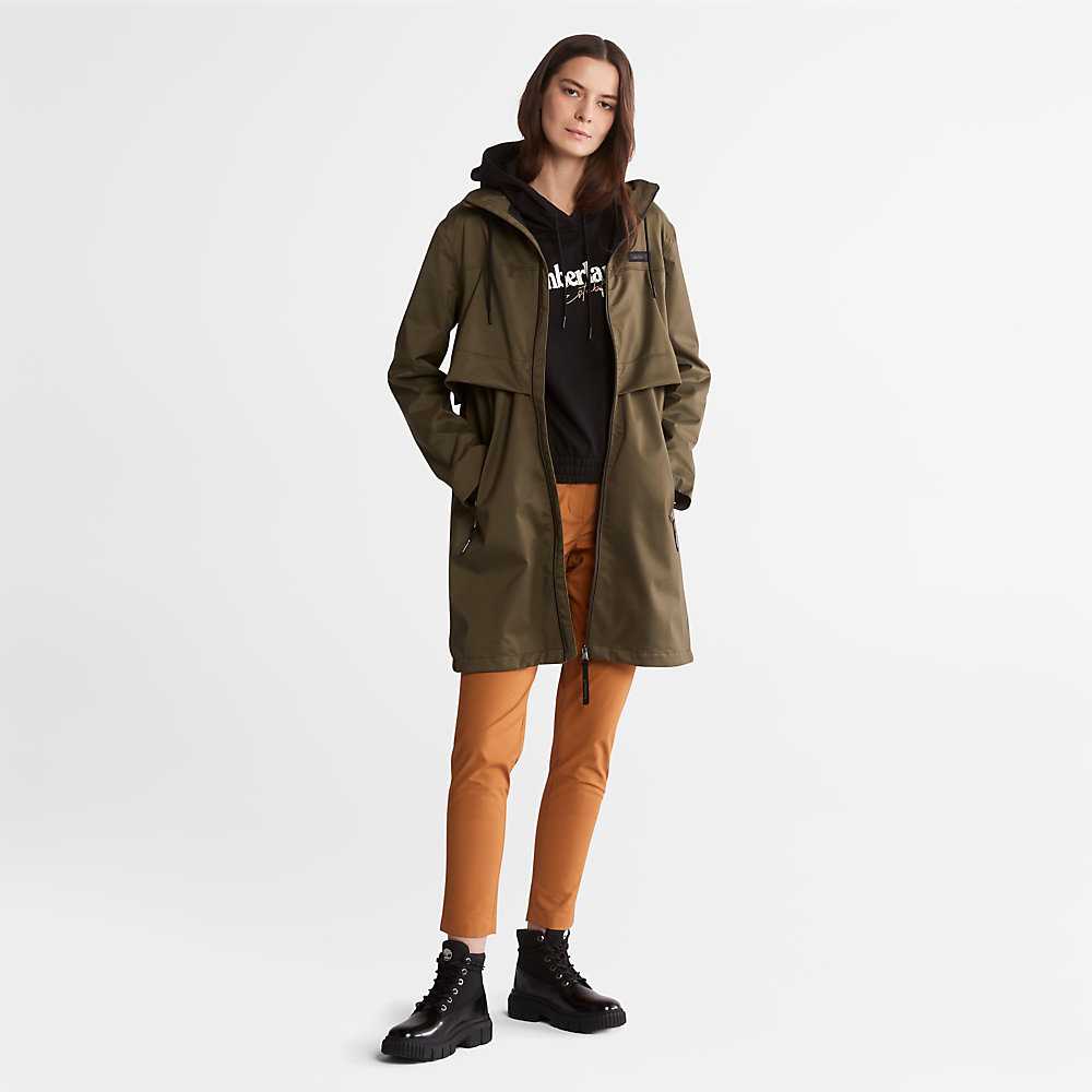 Dark Green Women's Timberland Waterproof Parka Jackets | Israel-4016857