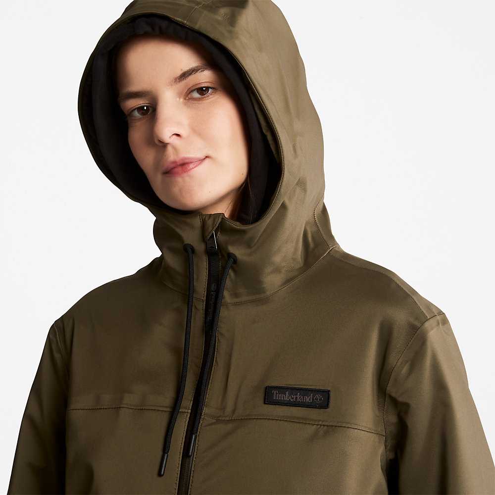 Dark Green Women's Timberland Waterproof Parka Jackets | Israel-4016857