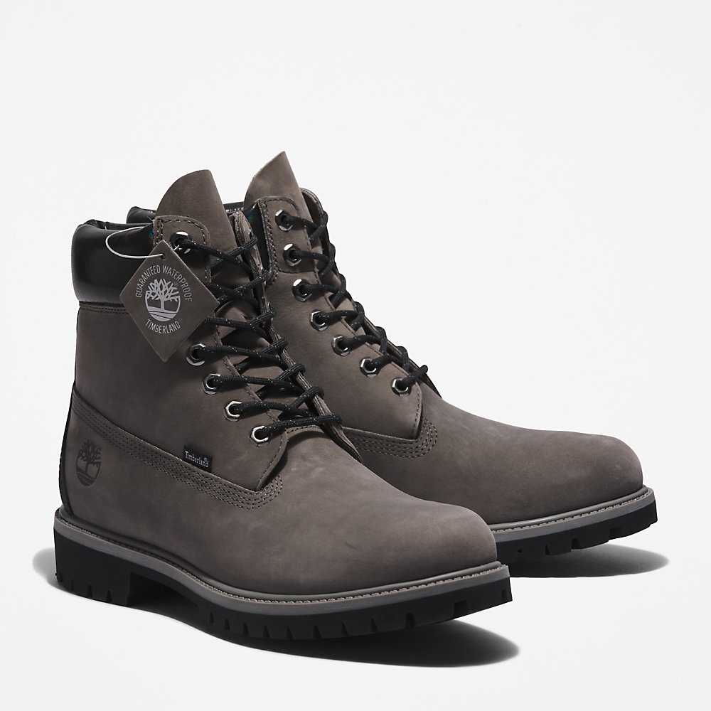 Dark Grey Men's Timberland Premium® 6 Inch Waterproof Boots | Israel-7529830