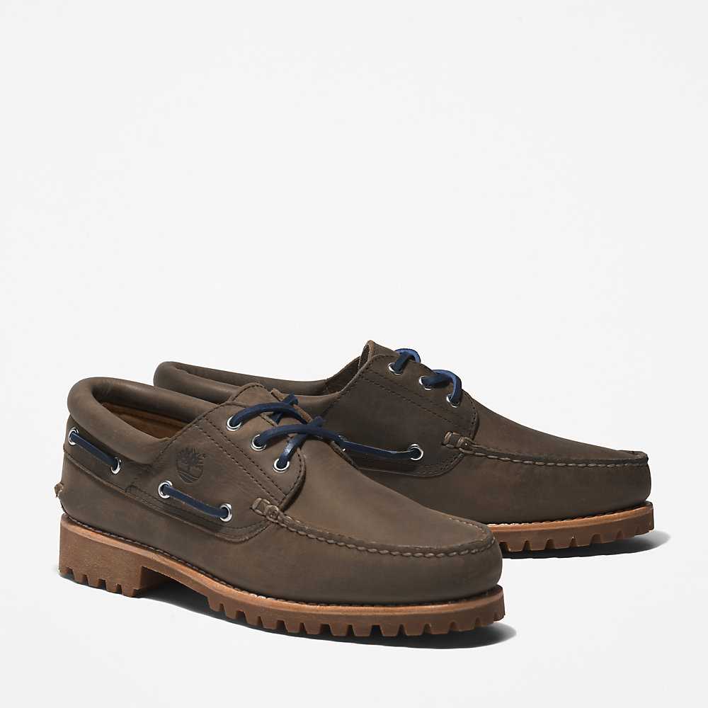 Green Men's Timberland 3-Eye Lug Boat Shoes | Israel-5394076