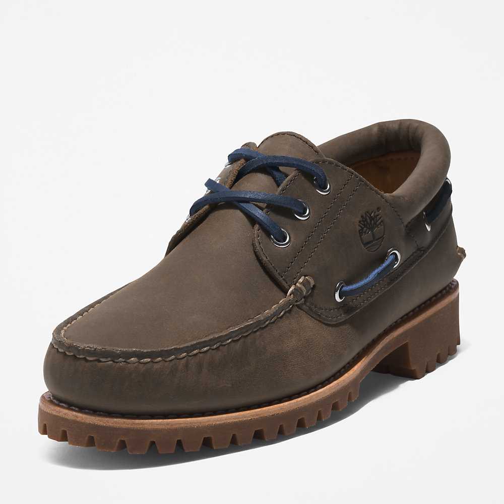 Green Men's Timberland 3-Eye Lug Boat Shoes | Israel-5394076