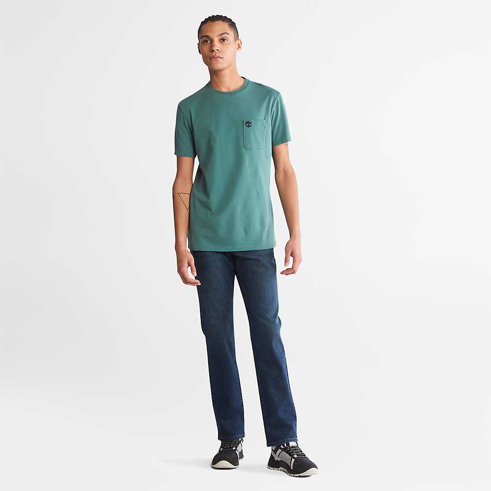 Green Men's Timberland Dunstan River T Shirts | Israel-3726084