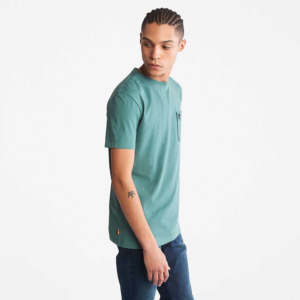 Green Men's Timberland Dunstan River T Shirts | Israel-3726084