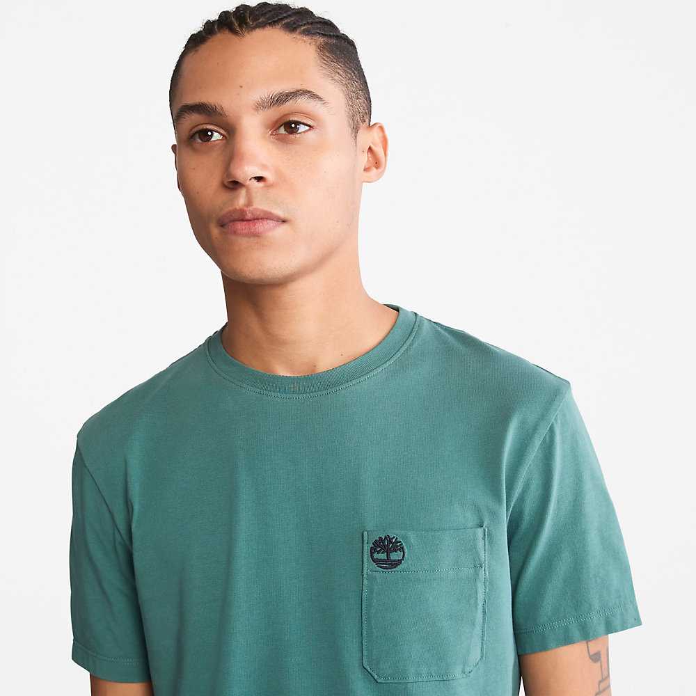 Green Men's Timberland Dunstan River T Shirts | Israel-3726084