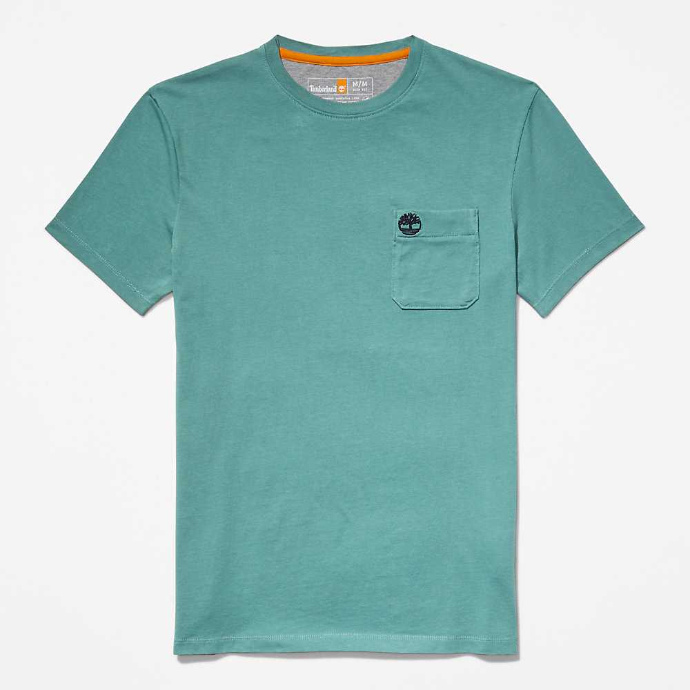 Green Men's Timberland Dunstan River T Shirts | Israel-3726084