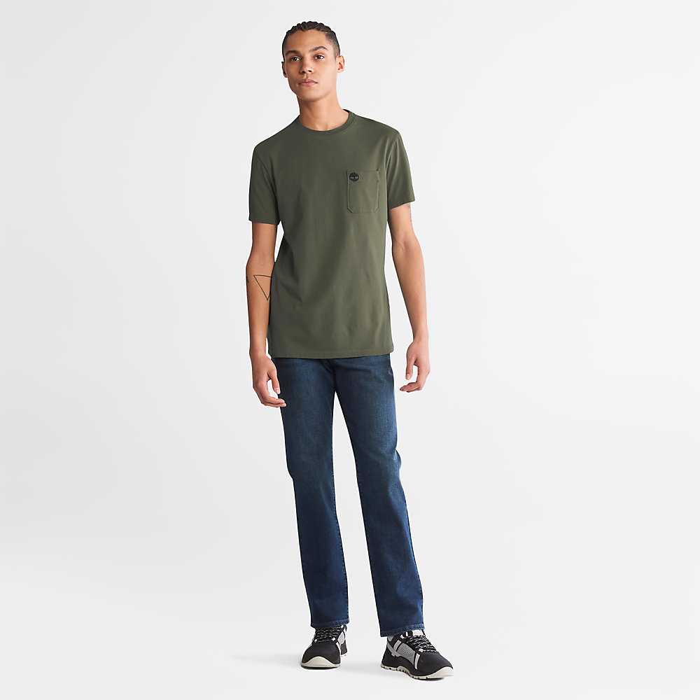 Green Men's Timberland Dunstan River T Shirts | Israel-8206957