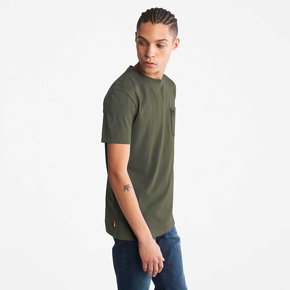 Green Men's Timberland Dunstan River T Shirts | Israel-8206957