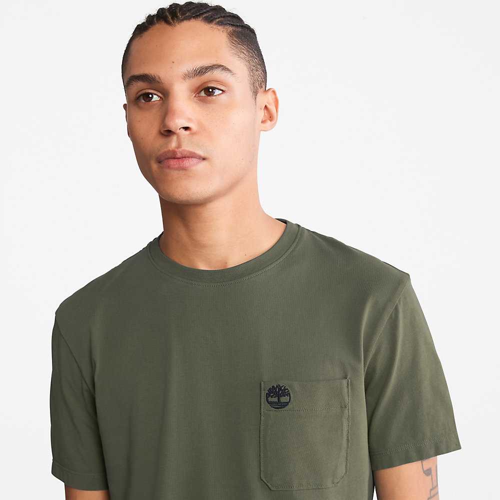 Green Men's Timberland Dunstan River T Shirts | Israel-8206957