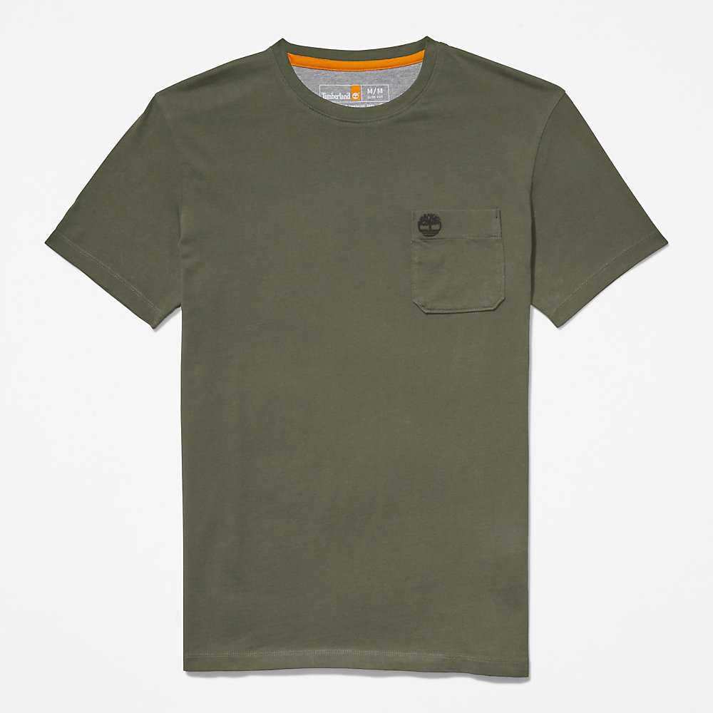 Green Men's Timberland Dunstan River T Shirts | Israel-8206957