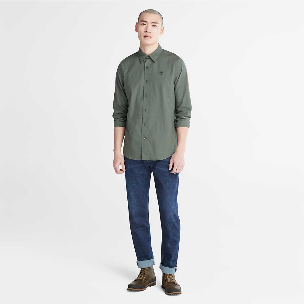 Green Men's Timberland Lightweight Flannel Shirts | Israel-7428305