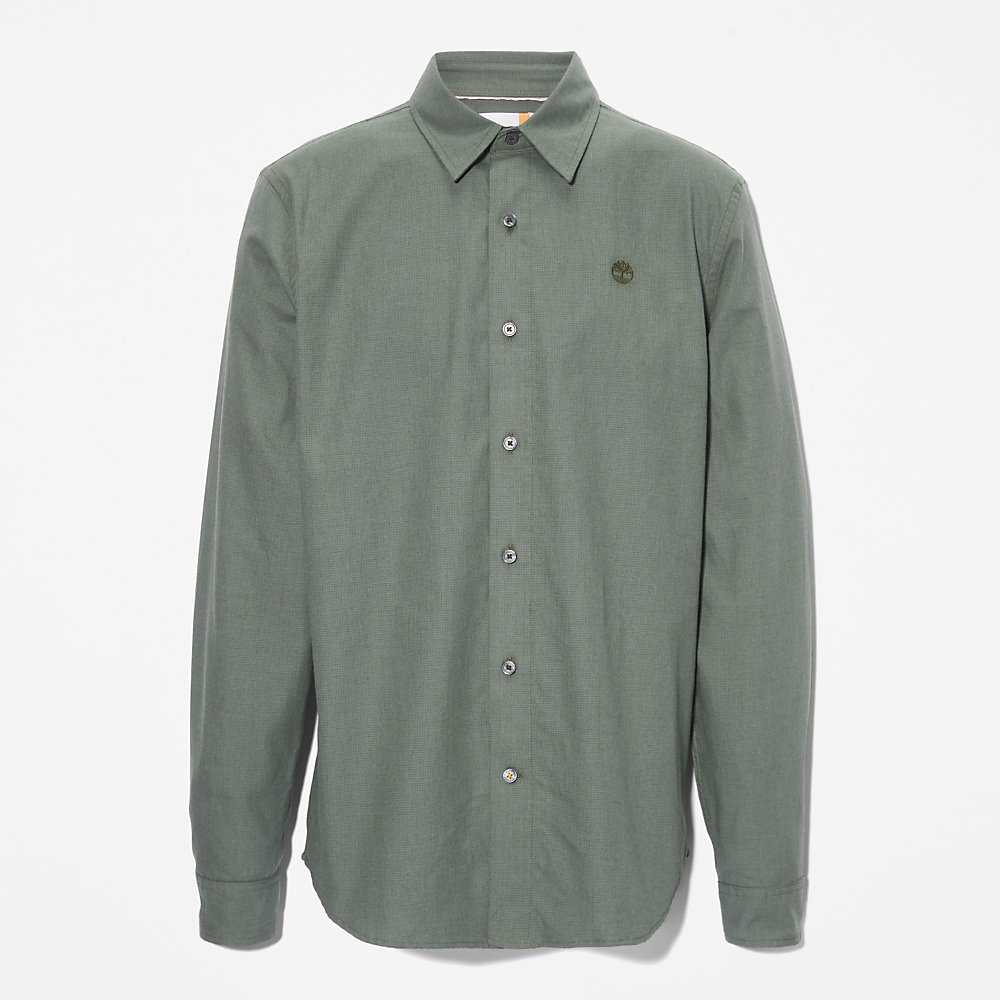 Green Men's Timberland Lightweight Flannel Shirts | Israel-7428305