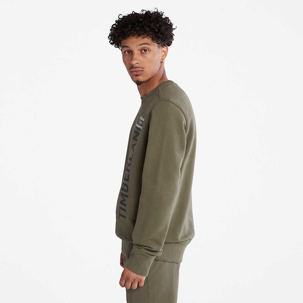 Green Men's Timberland Side-logo Sweatshirt | Israel-8614305