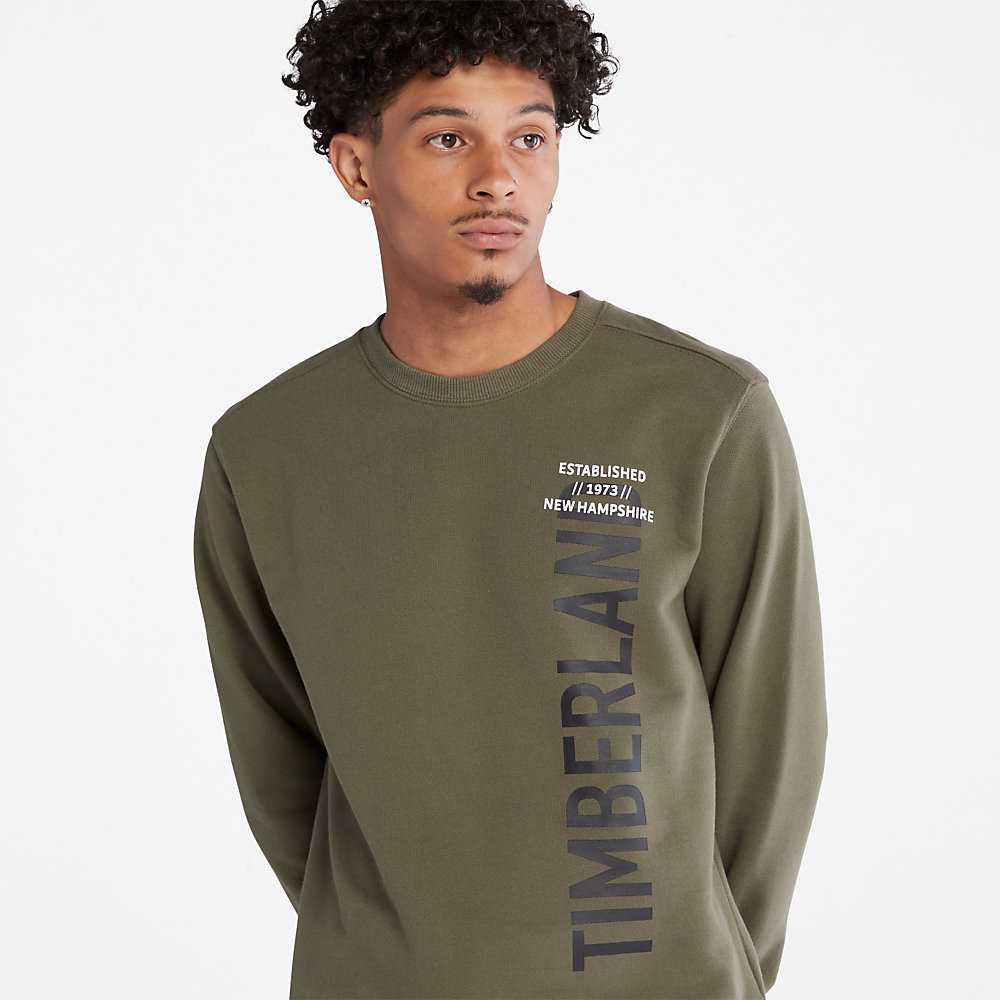 Green Men's Timberland Side-logo Sweatshirt | Israel-8614305