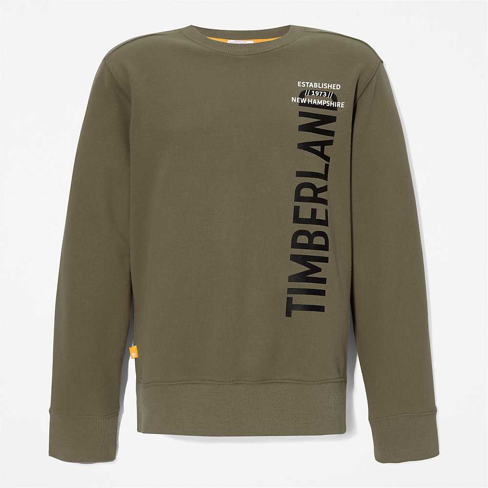 Green Men's Timberland Side-logo Sweatshirt | Israel-8614305