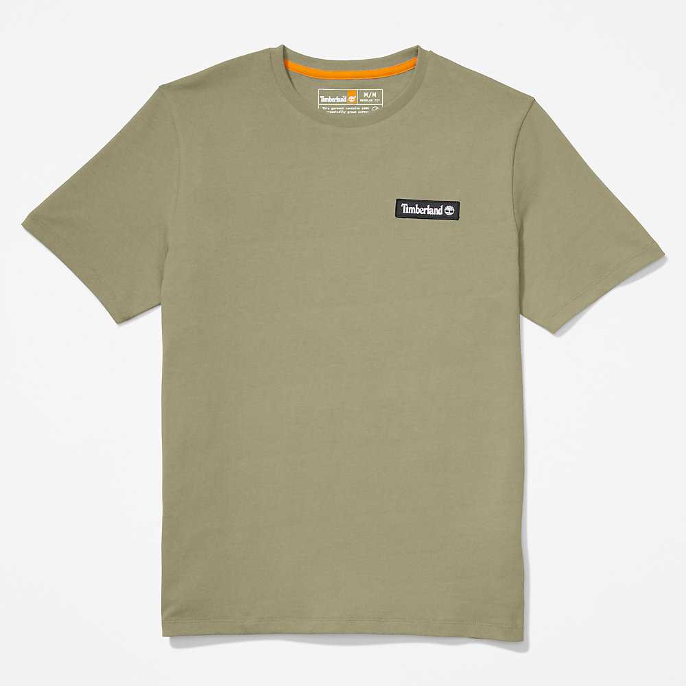 Green Women's Timberland All Gender Heavyweight Badge T Shirts | Israel-2086495