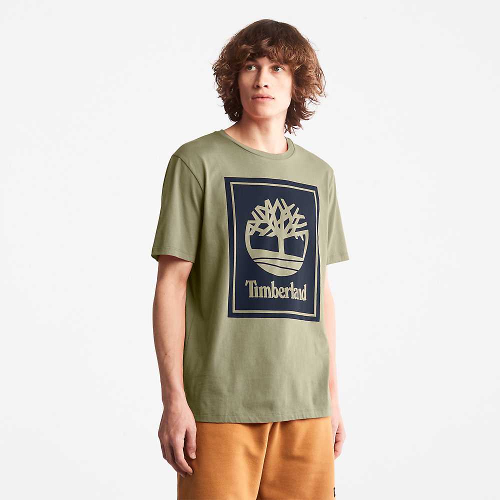 Grey Men's Timberland Tree Logo T Shirts | Israel-0623194