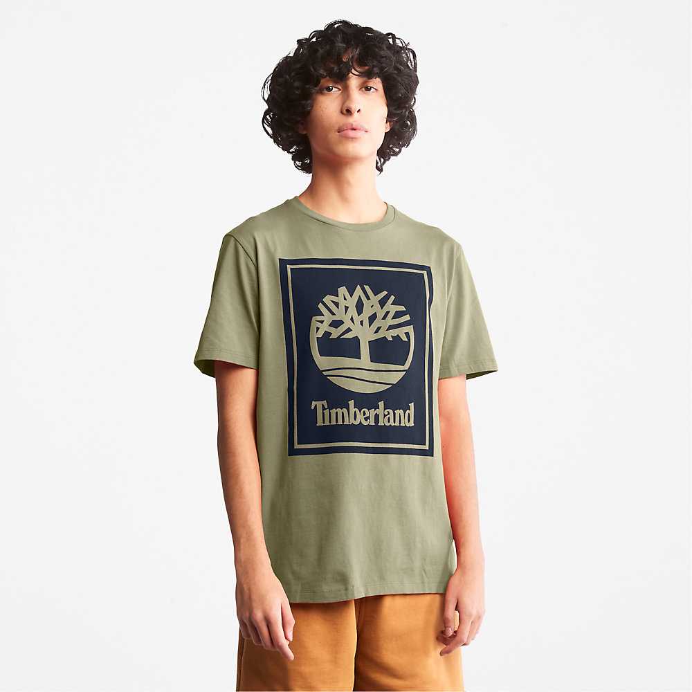 Grey Men's Timberland Tree Logo T Shirts | Israel-0623194