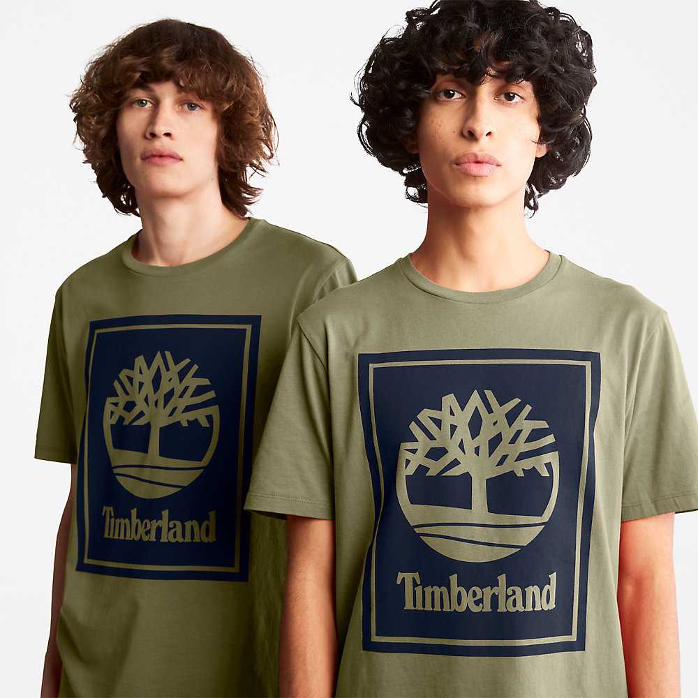 Grey Men's Timberland Tree Logo T Shirts | Israel-0623194