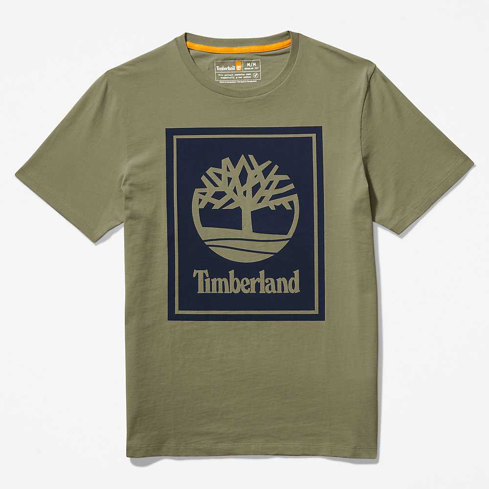 Grey Men's Timberland Tree Logo T Shirts | Israel-0623194