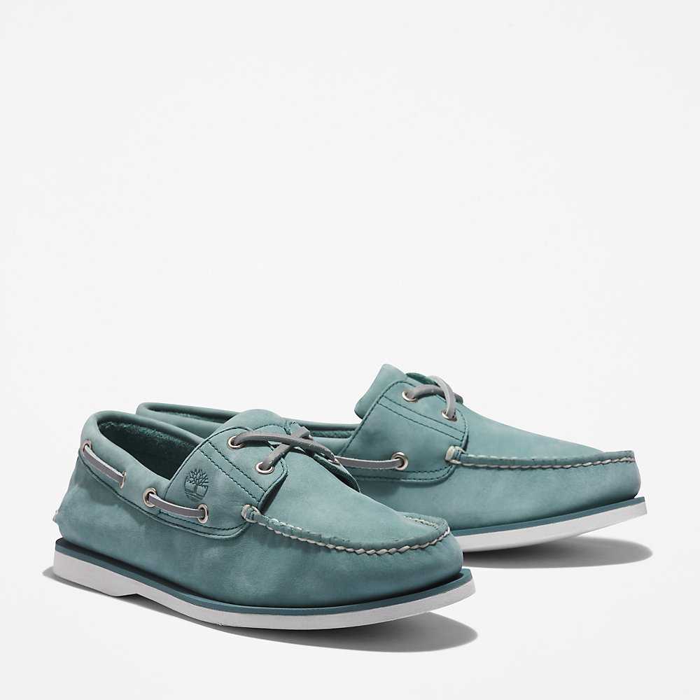 Light Blue Men's Timberland 2-Eye Classic Boat Shoes | Israel-8517026