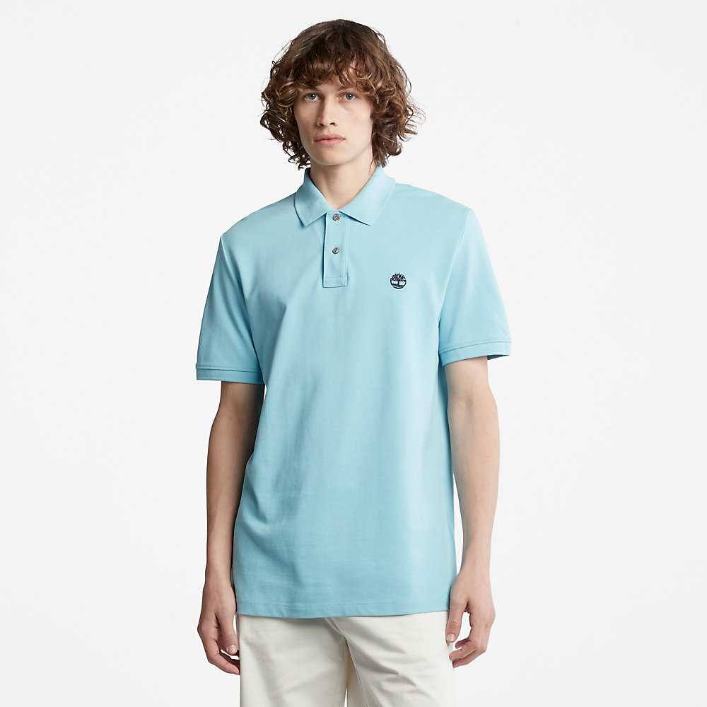 Light Blue Men\'s Timberland Millers River Polo Shirts | Israel-6495081