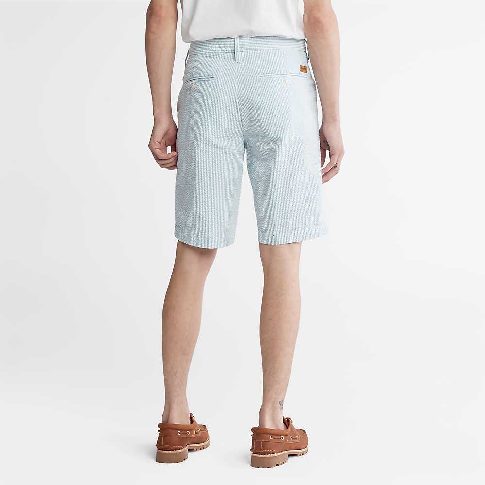 Light Blue Men's Timberland Seersucker Shorts | Israel-1659703