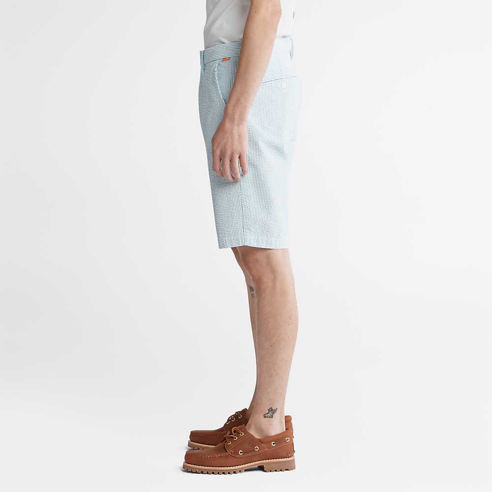 Light Blue Men's Timberland Seersucker Shorts | Israel-1659703