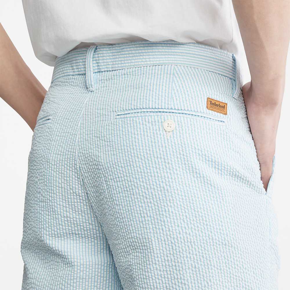 Light Blue Men's Timberland Seersucker Shorts | Israel-1659703