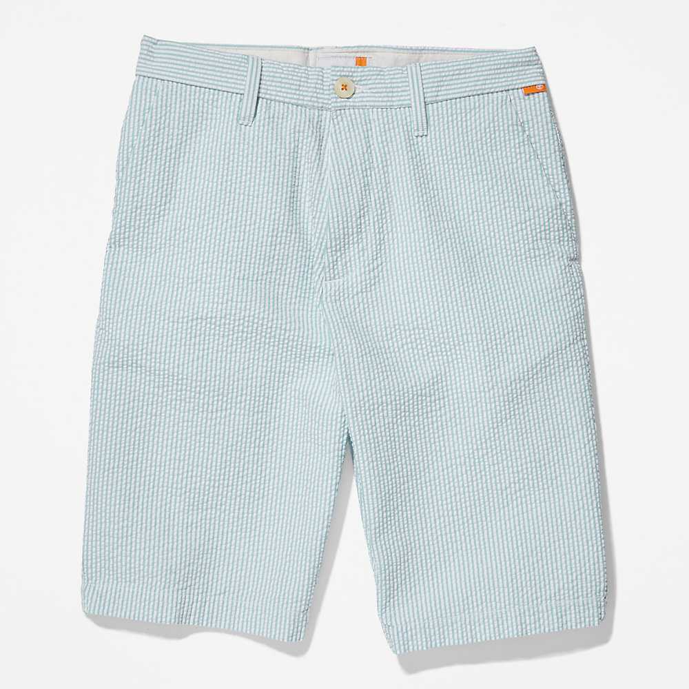 Light Blue Men's Timberland Seersucker Shorts | Israel-1659703