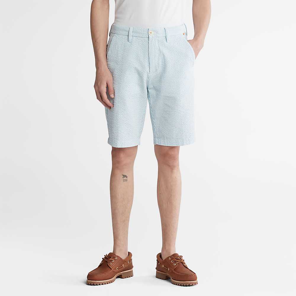 Light Blue Men\'s Timberland Seersucker Shorts | Israel-1659703