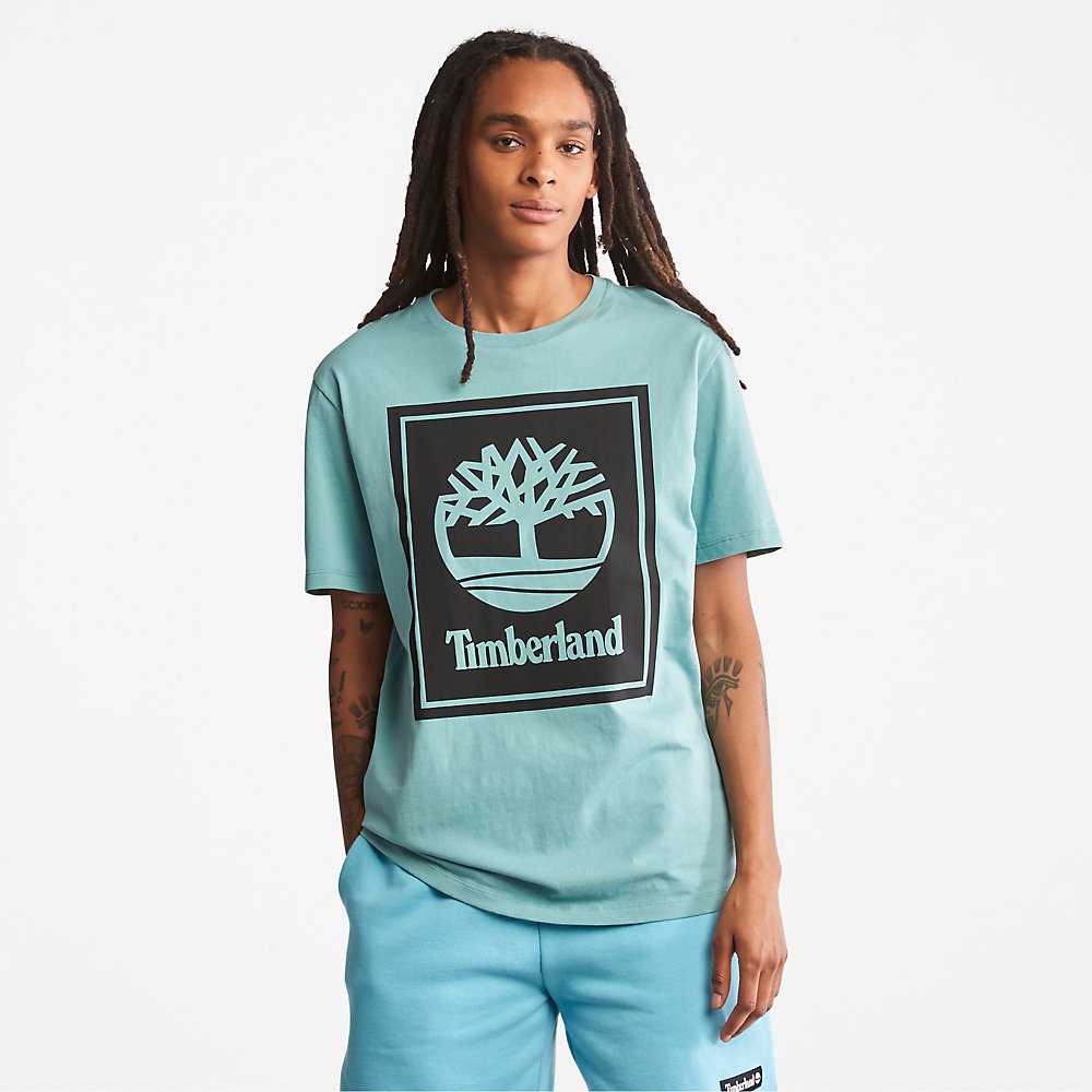 Light Blue Men's Timberland Tree Logo T Shirts | Israel-1589034