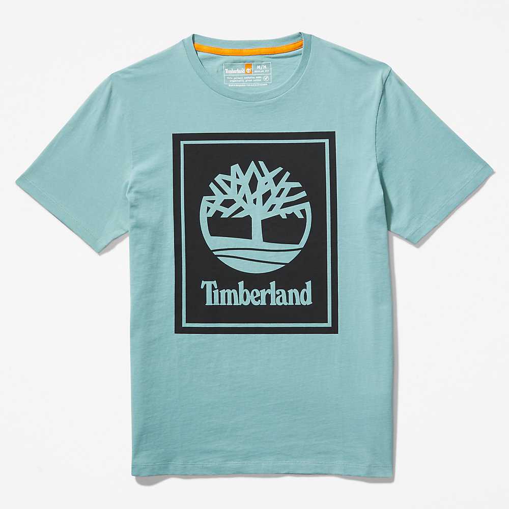 Light Blue Men's Timberland Tree Logo T Shirts | Israel-1589034