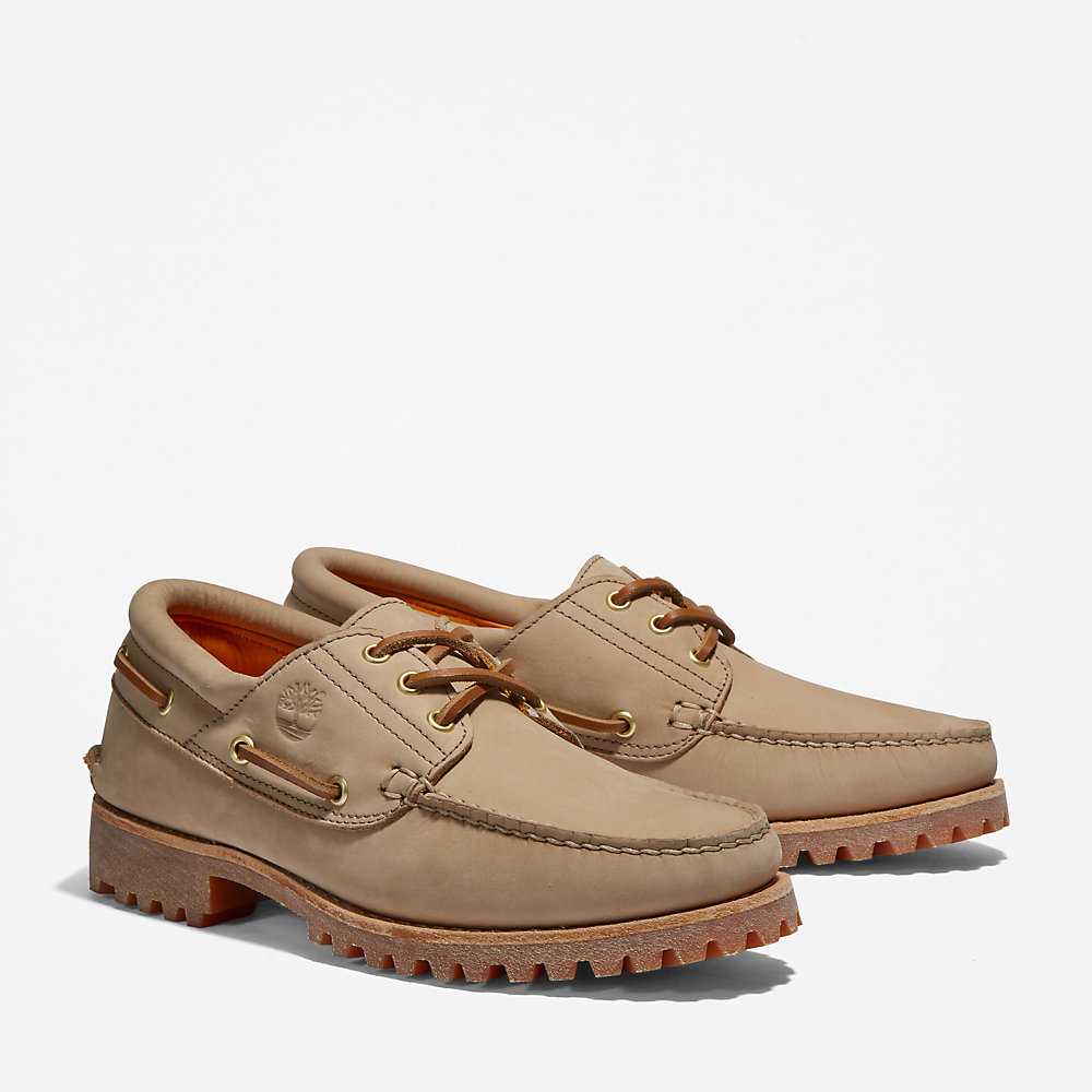 Light Brown Men's Timberland 3-Eye Lug Boat Shoes | Israel-8702693