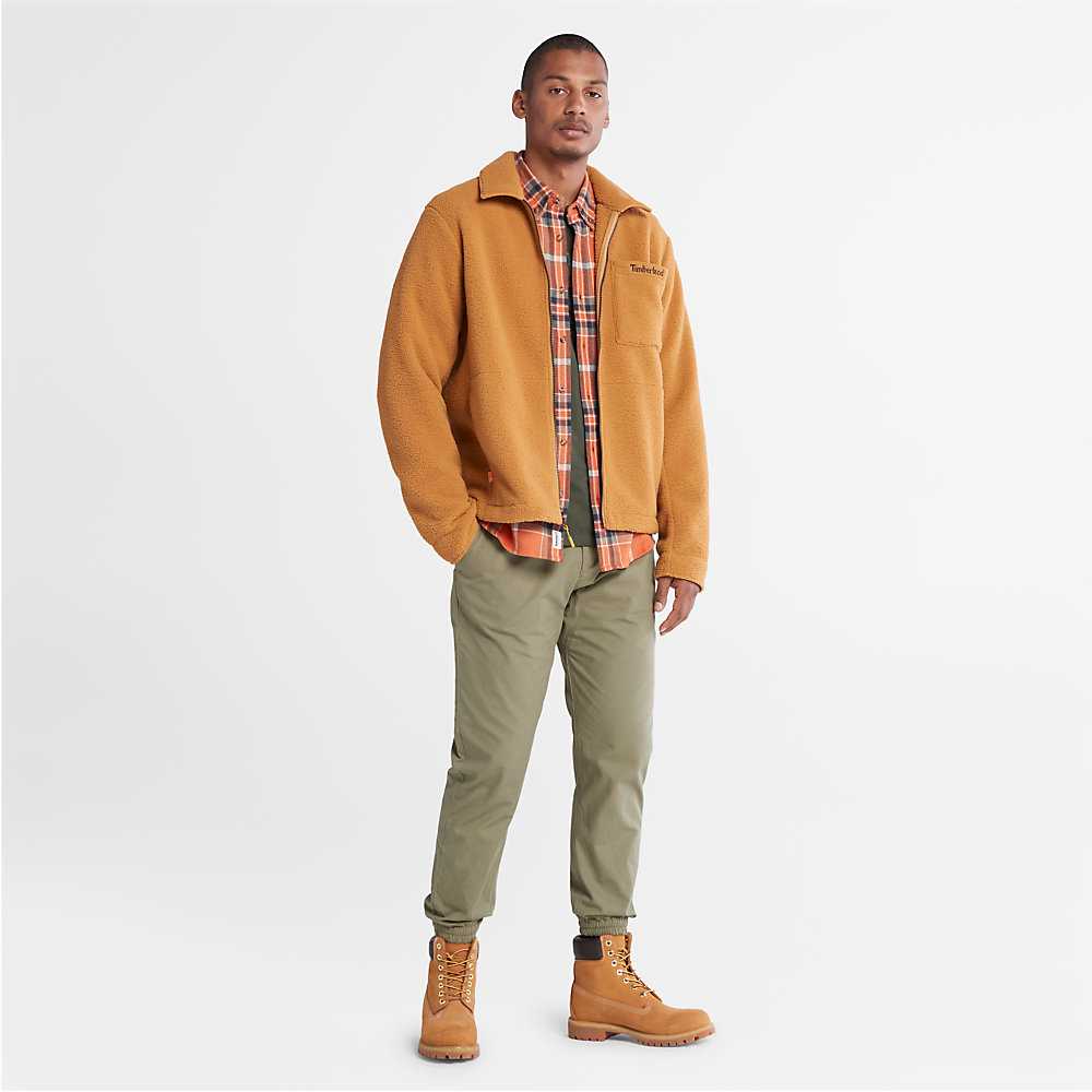 Light Brown Men's Timberland Fleece Shirts | Israel-8530427