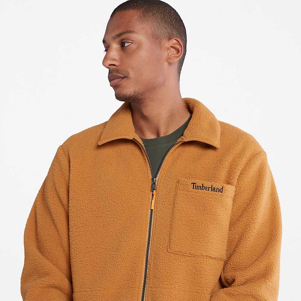 Light Brown Men's Timberland Fleece Shirts | Israel-8530427